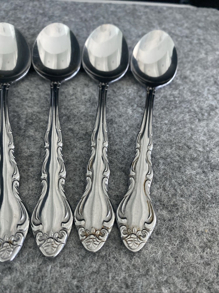 5 TOWLE/SUPREME CUTLERY STAINLESS FLATWARE, "PIERRE" PATTERN, TEASPOONS