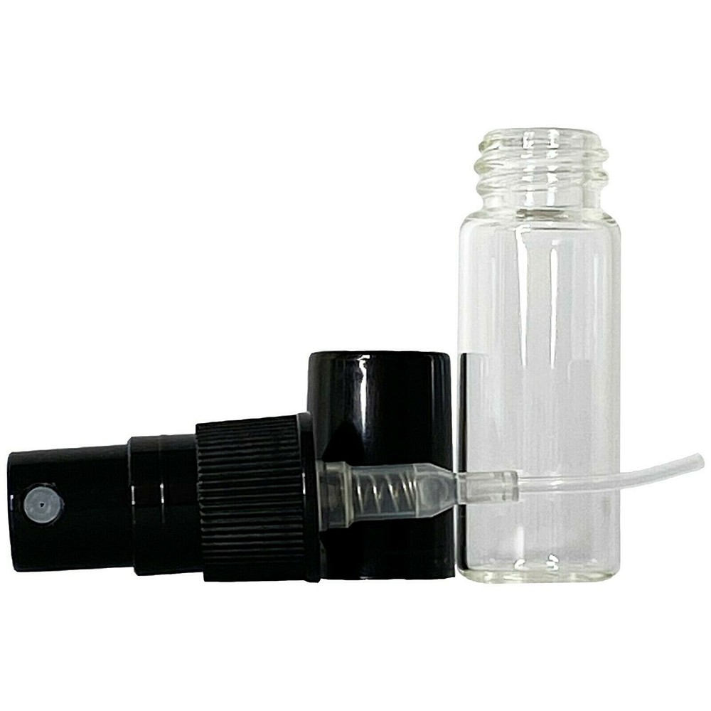 3ml 0.1oz Empty Perfume Clear Glass Mini Spray Bottles Black Atomizer Refillable