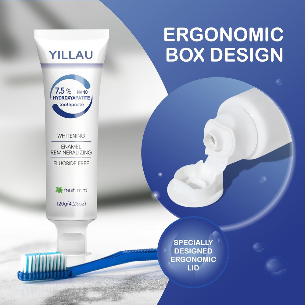 Hydroxyapatite Toothpaste, Nano Hydroxy 7.5%, Fluoride Free, for Sensitive Teeth
