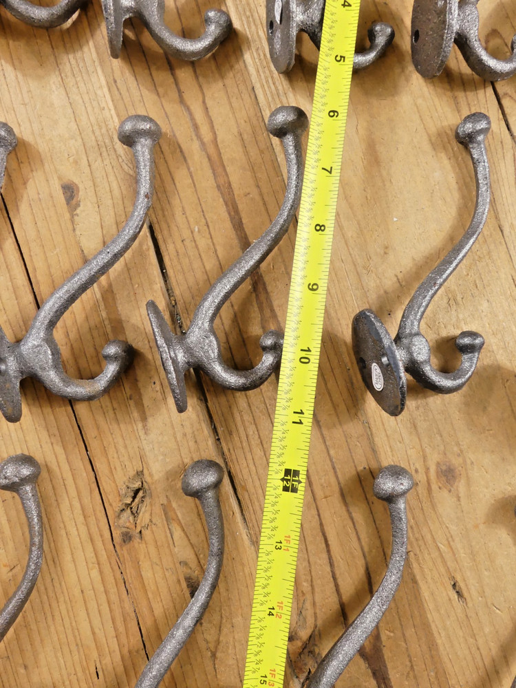 20 Cast Iron School Style Coat Hooks Hat Hook Rack Hall Tree Acorn *READ RUST*