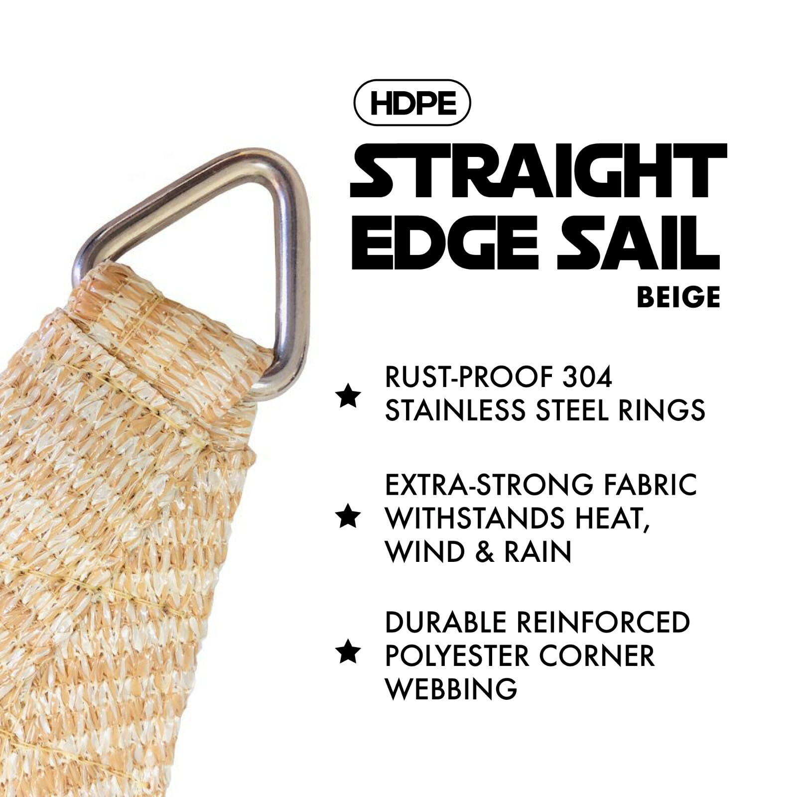 Heavy Duty Straight Edge Sun Shade Sail Pergola Canopy 90% Shade Cloth w/Grommet