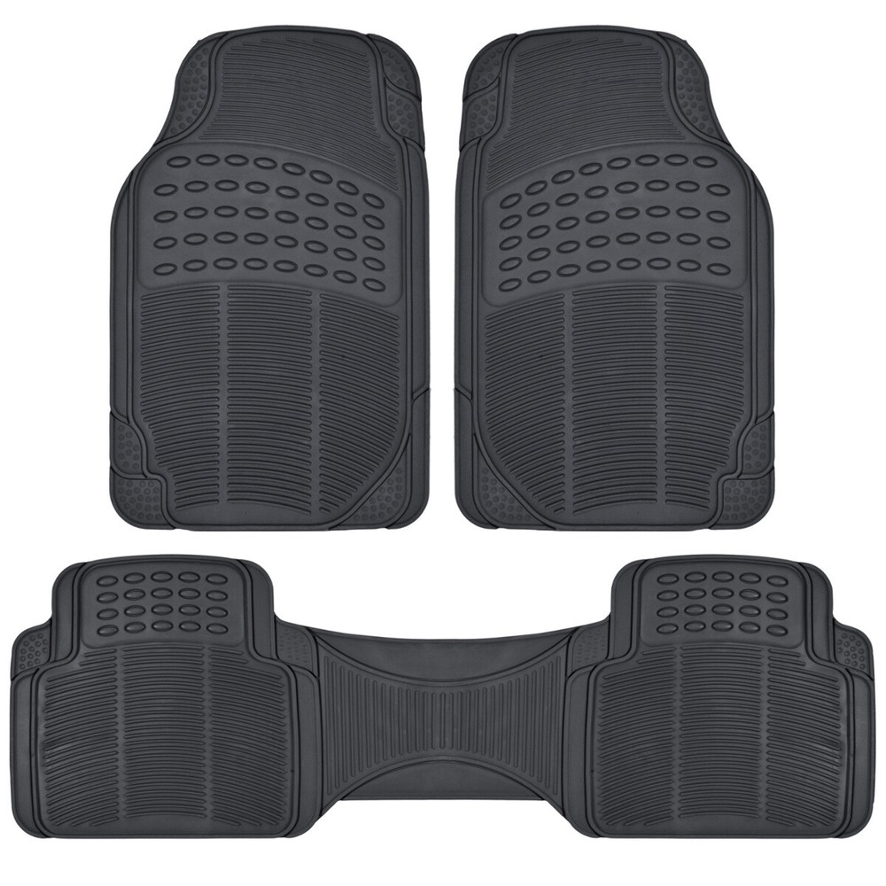 Rubber Car Floor Mats for All Weather Protection Full Front Rear Set HD Black
