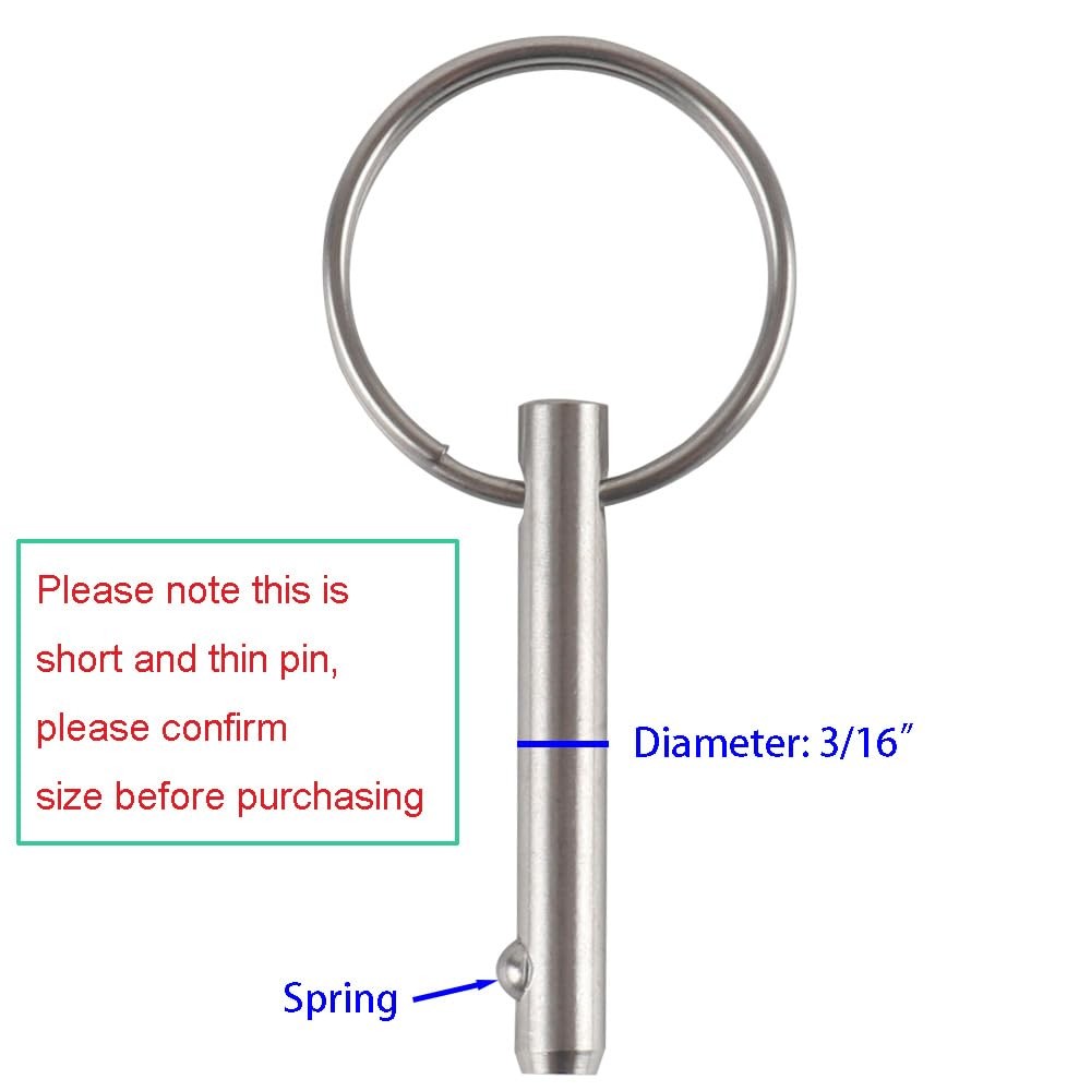 4 Pack Small Quick Release Pin, Diameter 3/16", Usable One Size, Silver