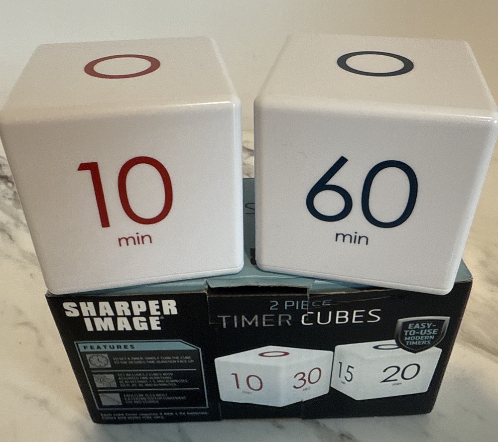 Sharper Image Digital Timer Two Piece Timer Cubes Flip to Desired Time 2 Cubes