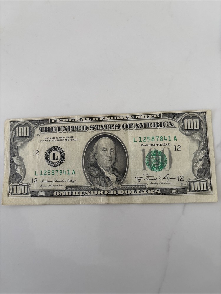 1981-A $100 Bill “MISALIGNMENT ERROR” Rare Old Note
