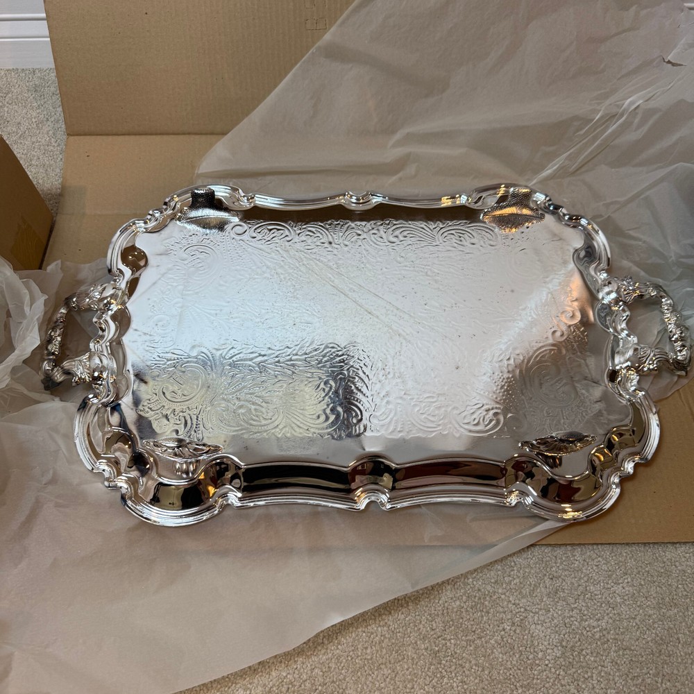 New Elegance in Silver Silver-Plated Princess 4 Pcs Tea & Coffee Set w/ Tray