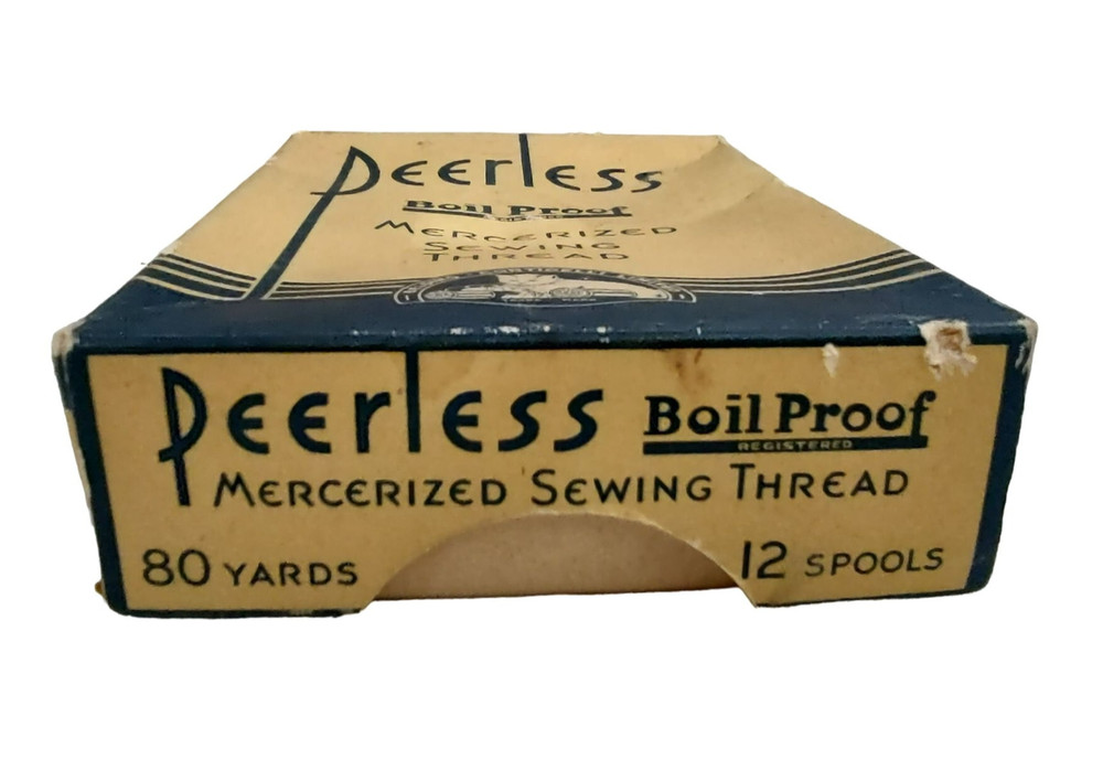 Empty Peerless Mercerized Sewing Thread Box Circa 1940s Display BOX ONLY Vintage