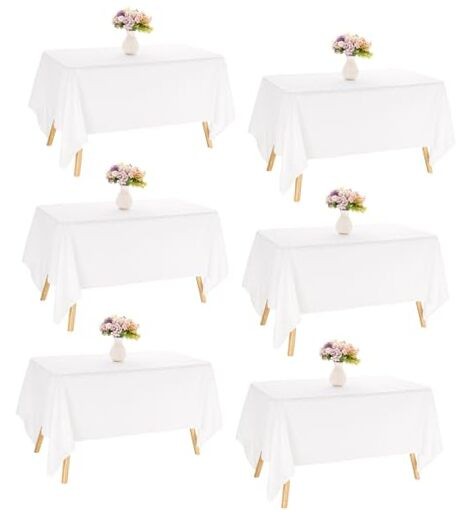 Pack Rectangle Table Cloth Bulk Washable Polyester 60inch x 102inch 6 White