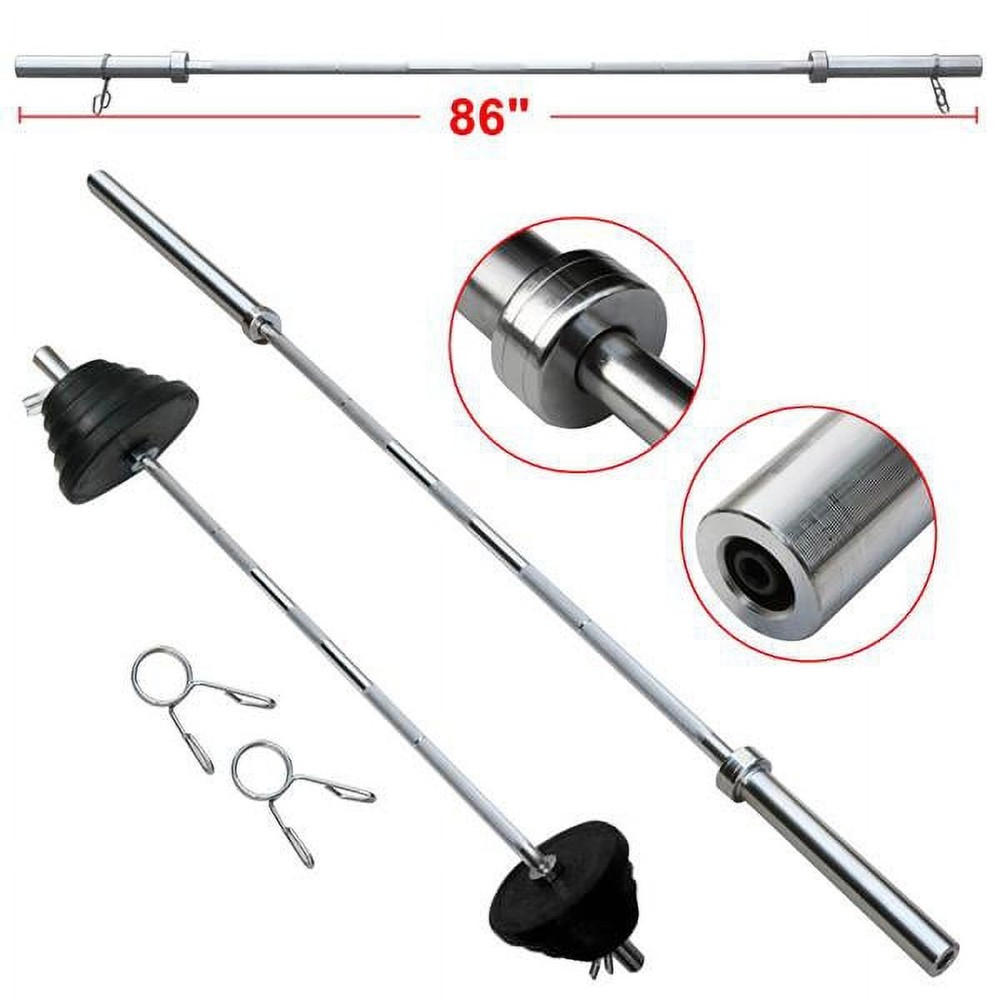 7Ft Olympic Barbell: Solid Chrome Bar for Strength Training, Weightlifting