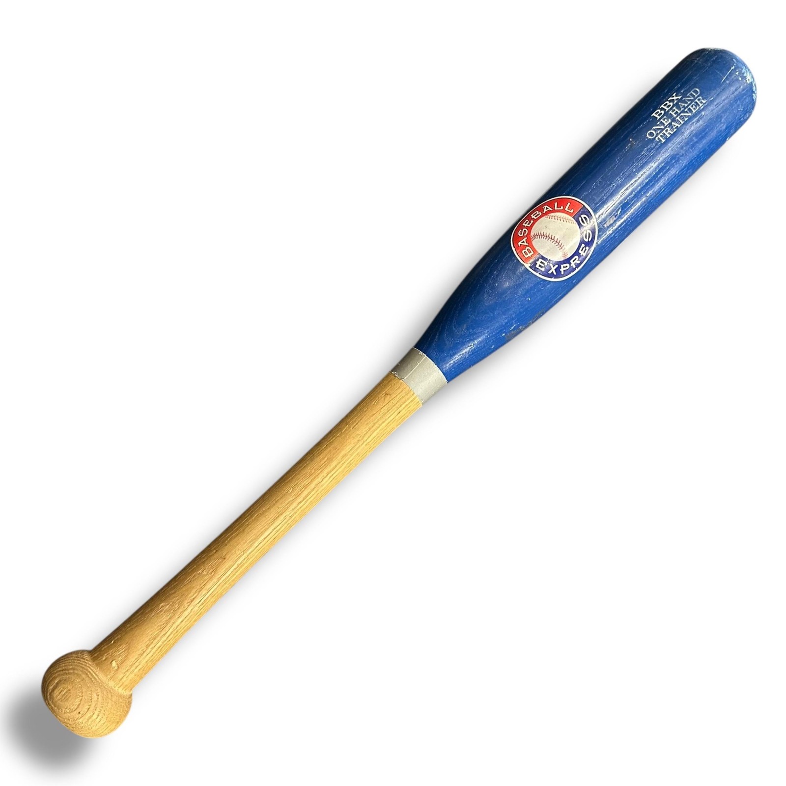 BBX One Hand Trainer Baseball Express Wooden Training Bat Blue Natural Grip 20"