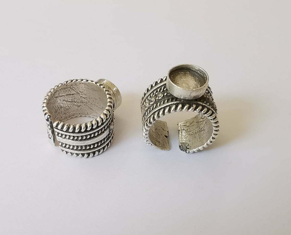 Twisted silver ring blank base settings Adjustable (10 mm Blank) Brass G25449