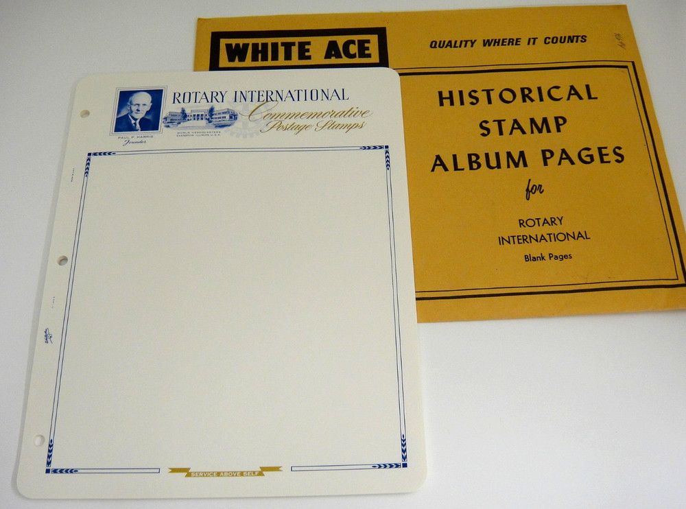 White Ace Rotary International Blank Stamp Album Pages 10 Sheets NOS