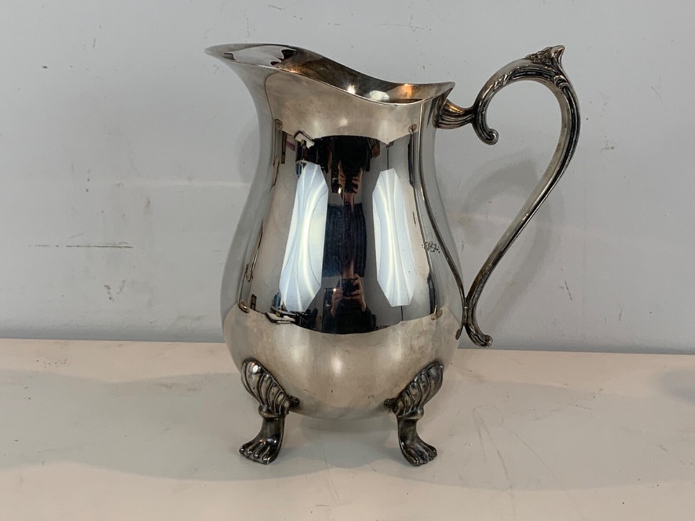 Vintage Leonard Silver Water Pitcher Footed Ice Guard