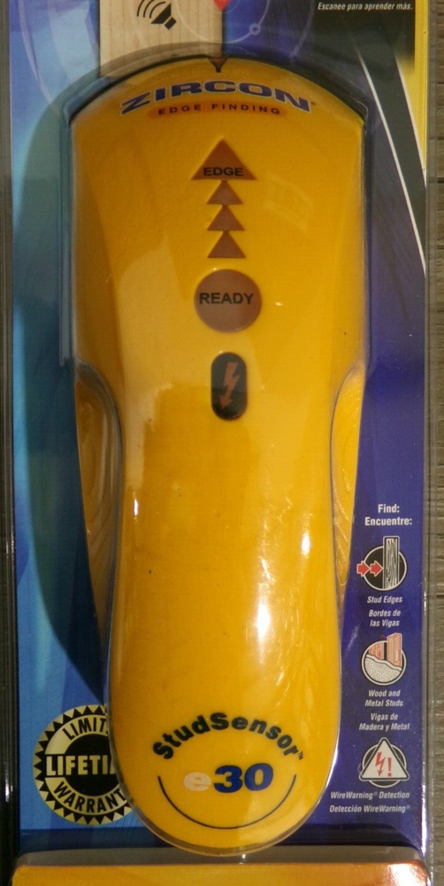 ZIRCON StudSensor e30, Stud Finder w/Wire Warning Detection, New A2