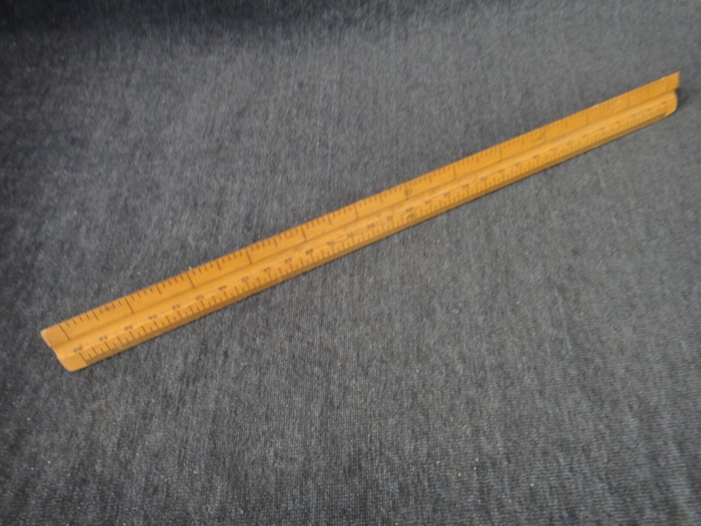 Vintage Unbranded Engineer Triangular 12" Wood Scale