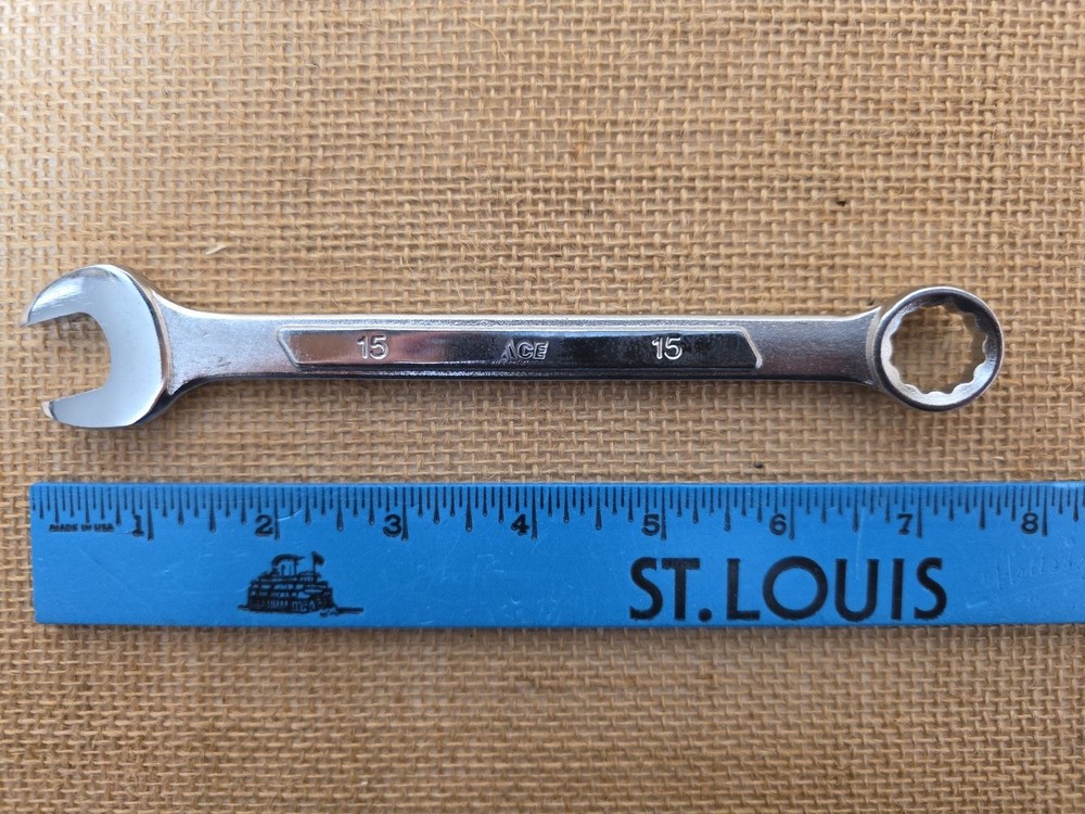Ace Combination 15 mm Chrome Vanadium Wrench