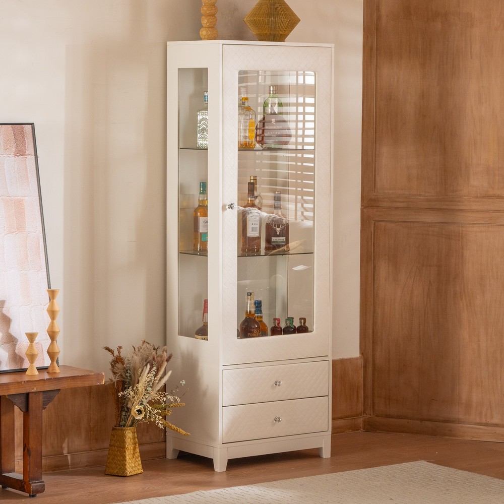 71'' Freestanding Display Cabinet with 2 Storage Drawers