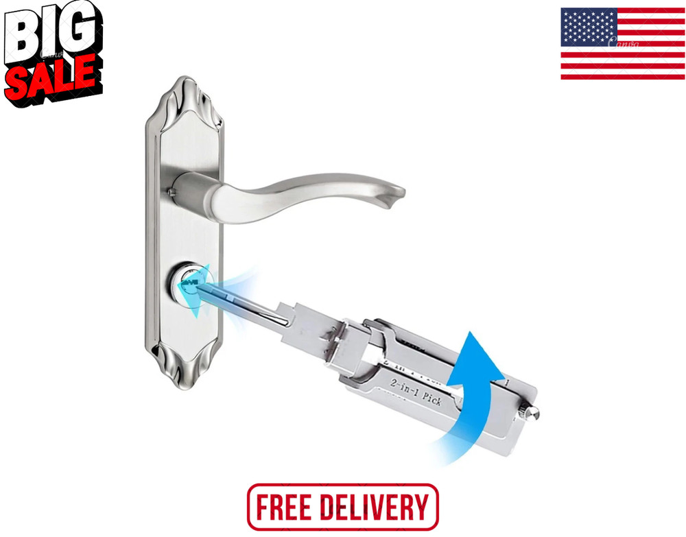 Key Decoder 2-in-1 Locksmith Tool Stainless Steel Portable Lock Pick 1pc