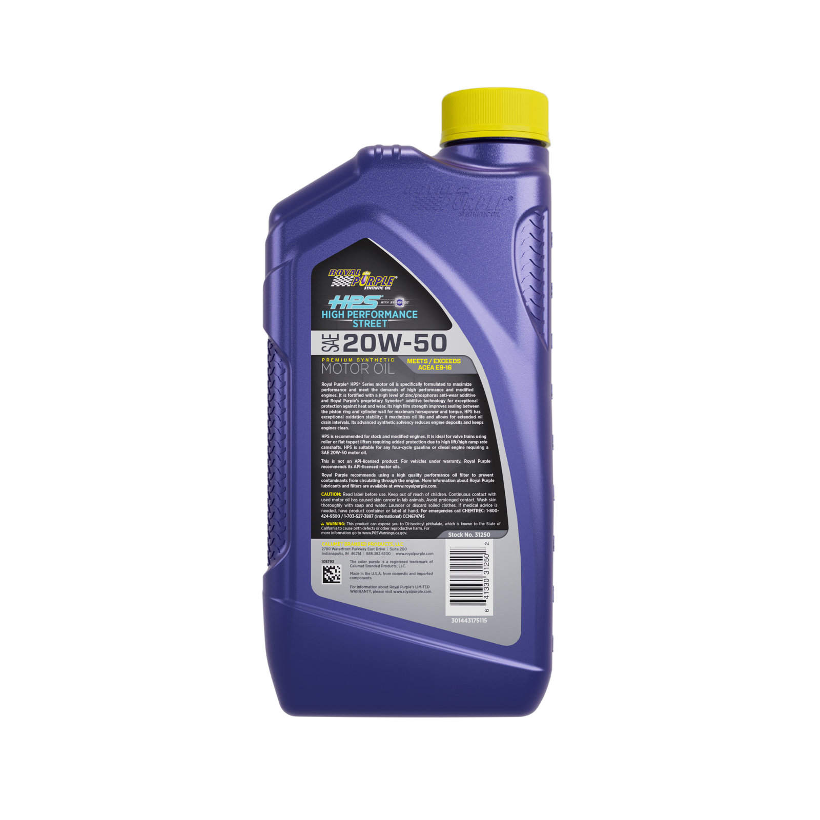 Royal Purple 31250 20W50 HPS High Performance Street Synthetic Motor Oil - 12 Qt