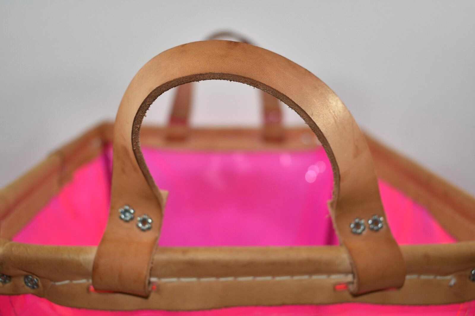 Victoria's Secret VS Barbie Pink Store Display Storage Bin Basket Leather Handle