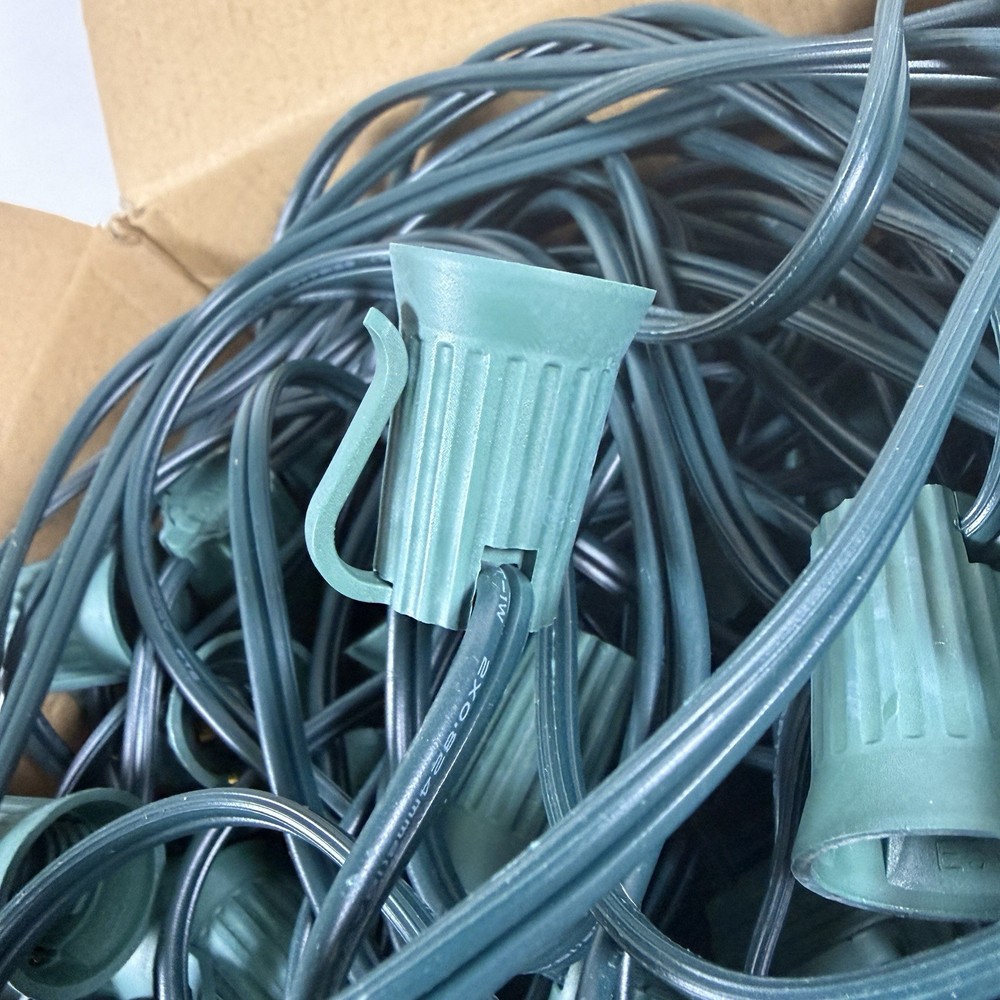 C9 Light Strand, 100 FT Outdoor String Lights Christmas Stringer with 100 Socket