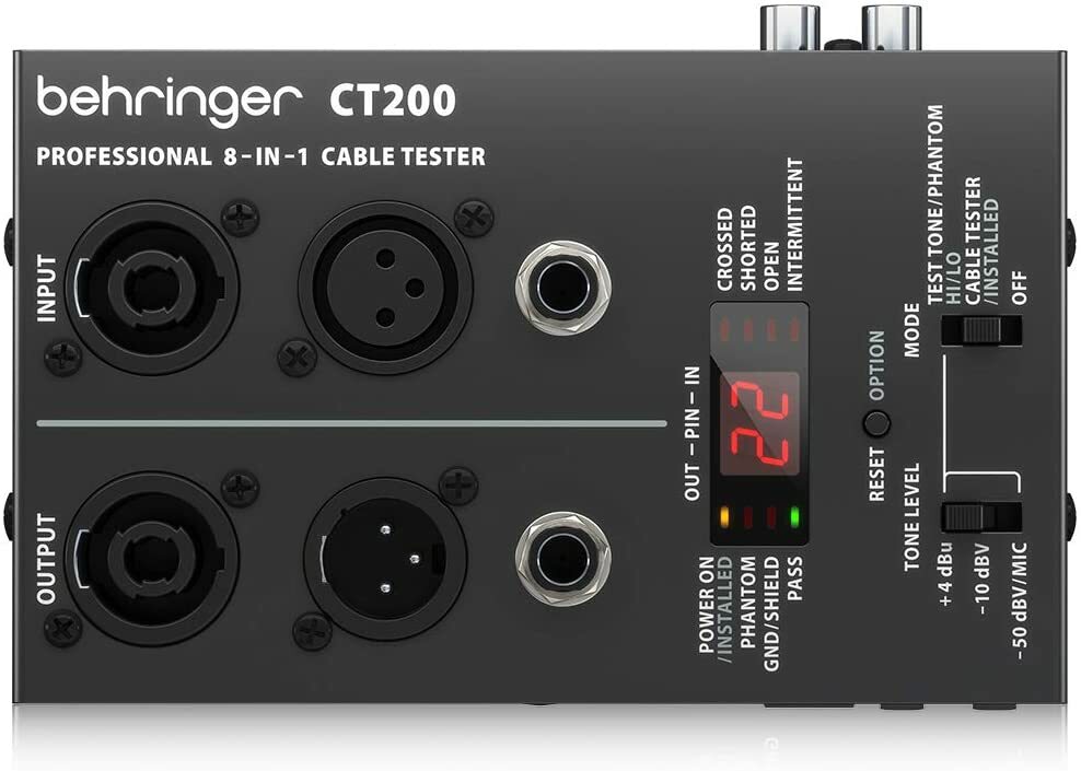 BEHRINGER CT200 Microprocessor-Controlled 8-in-1 Cable Tester Black