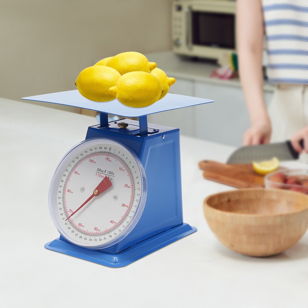 110LBS Heavy Duty Mechanical Kitchen Scale with Durable Iron Platform