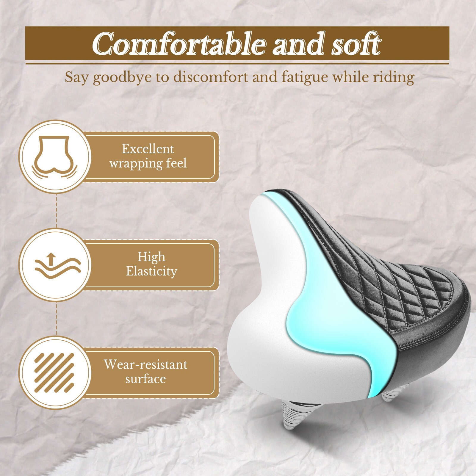 Wide Bike Seat for Men Women Comfort - Oversized Waterproof Bicycle Seat Cushion
