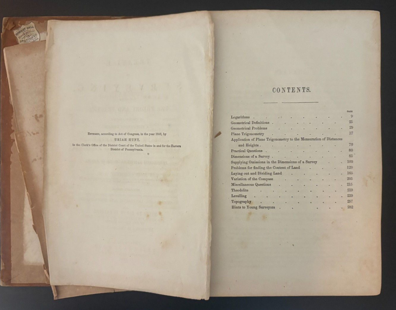 C1 Antique 1856 A Treatise on Surveying Containing Theory & Practice John Gummer