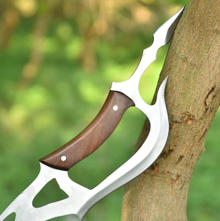 Handmade Full Tang Carbon Steel Viking Sword, Rosewood Handle, Leather Sheath