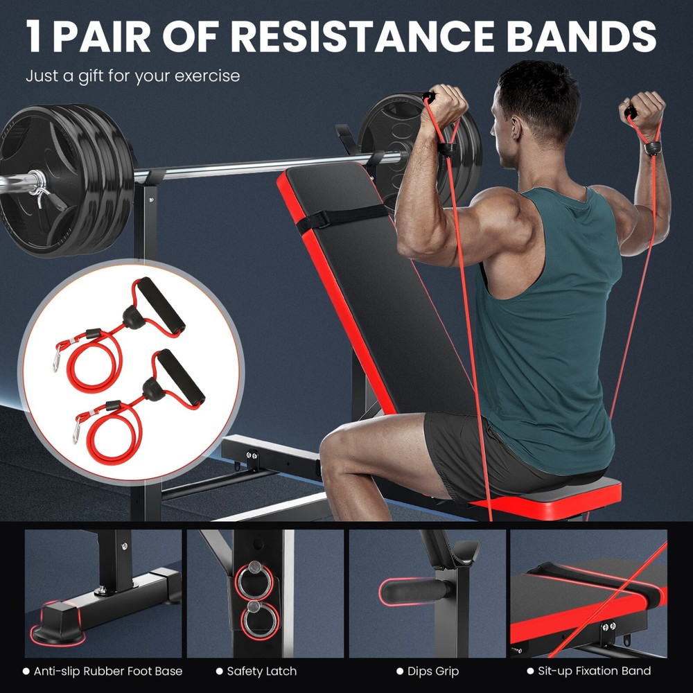 600lbs Adjustable Foldable Weight Bench Set w/Leg Developer Preacher Curl Rack^^