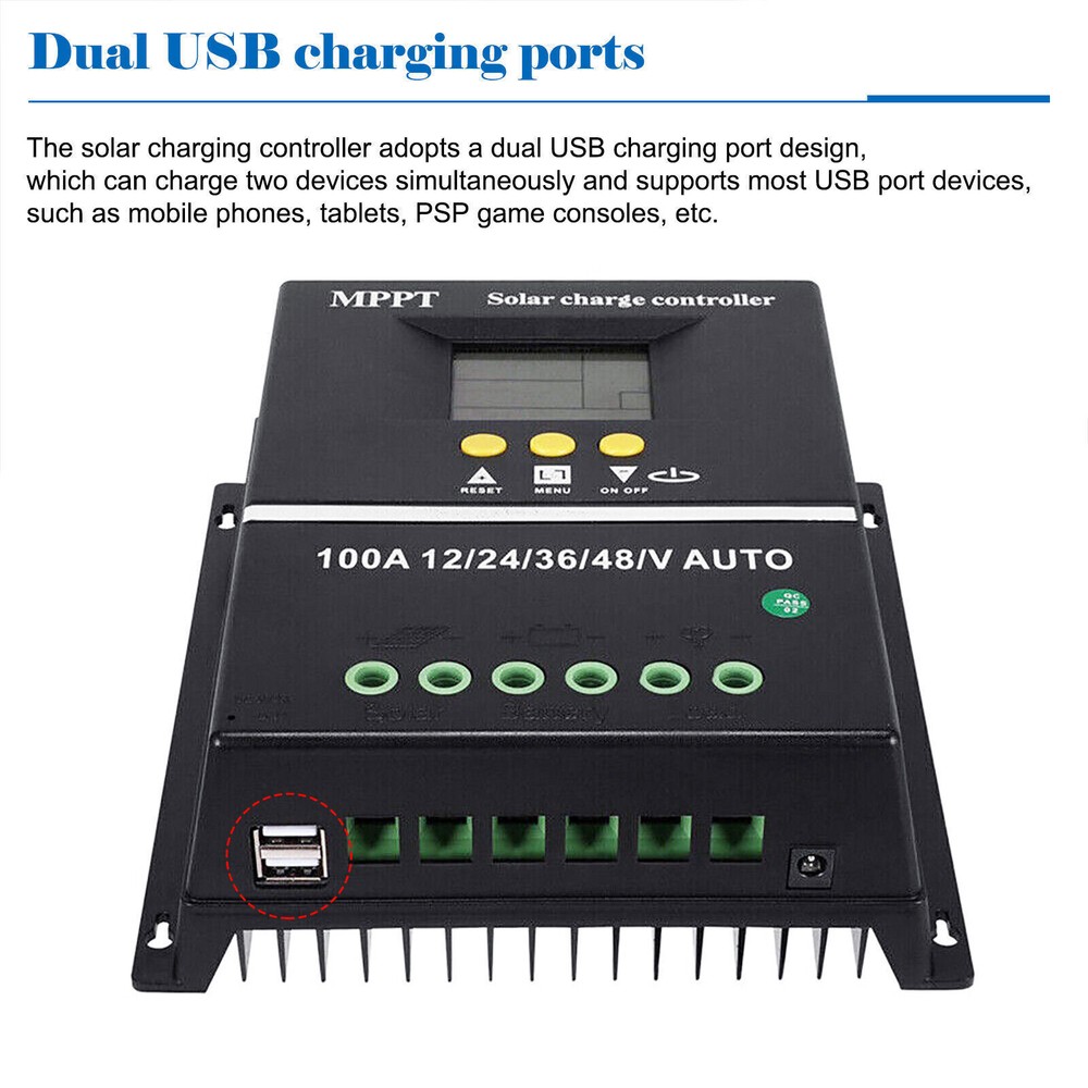 100A MPPT Solar Panel Battery PV Regulator Charge Controller AUTO 12/24/36/48V