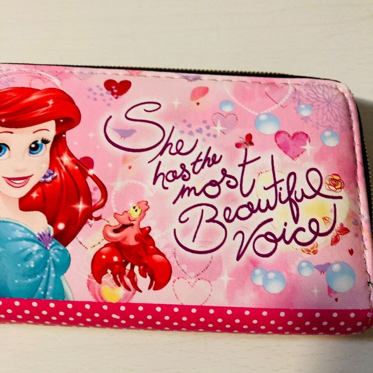 Disney Little Mermaid Purse Long Wallet Ariel Coin Case Princess Pink Prize Rare