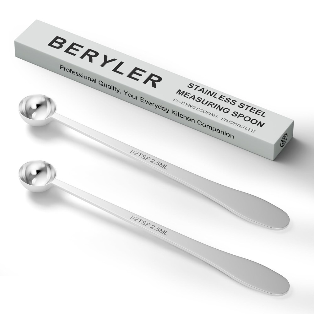 2PCS 1/2 Teaspoon(1/2tsp, 1/6tbsp, 2.5 ml) Single Measuring Spoon, Extra-long...