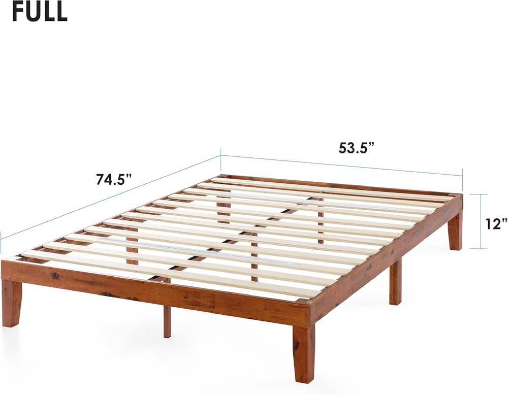 Naturalista Classic 12" Solid Wood Platform Bed - Full, Cherry, Easy Assembly