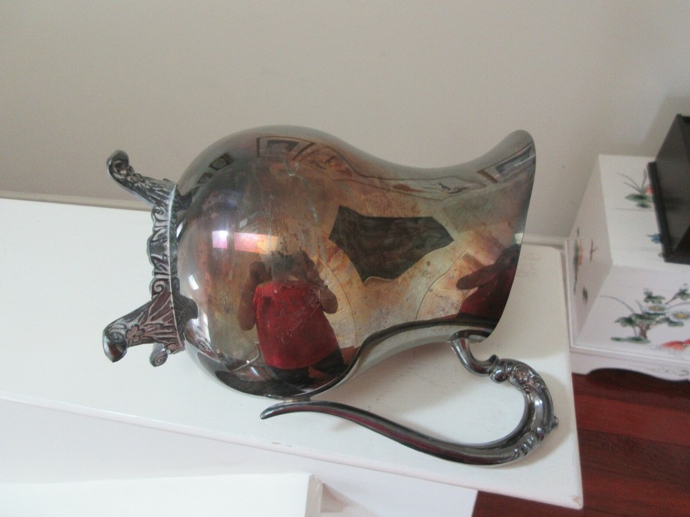 Pitcher , Silver Plated , 4 Footed , 9" High ,19" Circumference , Vintage