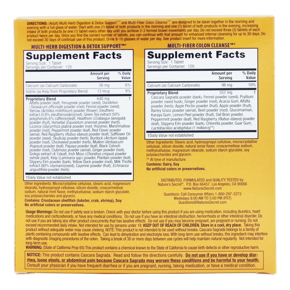 Nature's Secret Ultimate Cleanse Program,Multi-Herb 120 Tabs&Multi-Fiber 120Tabs