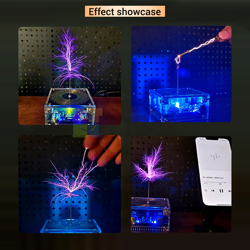Music Tesla Coil 2Mode Artificial Lightning Touchable BT Decoding Colorful Light