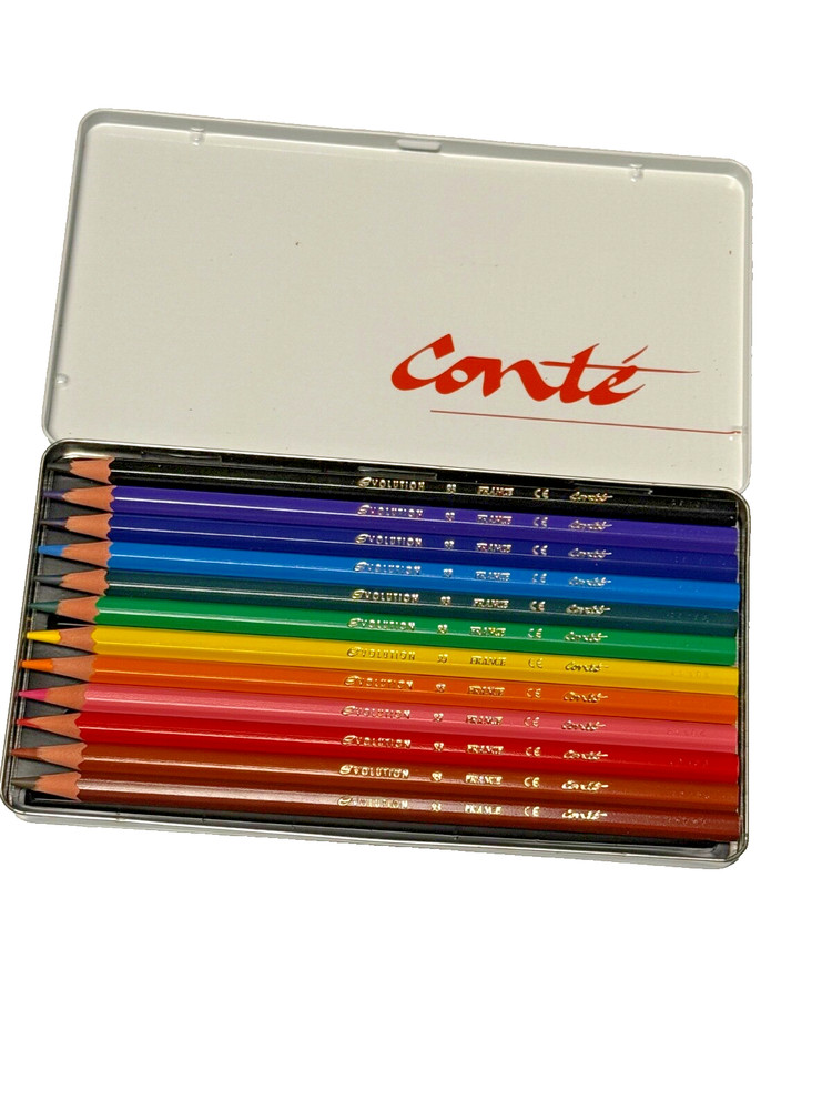 Conte - 12 Pencil Crayons In A Tin Made By Conte Evolution