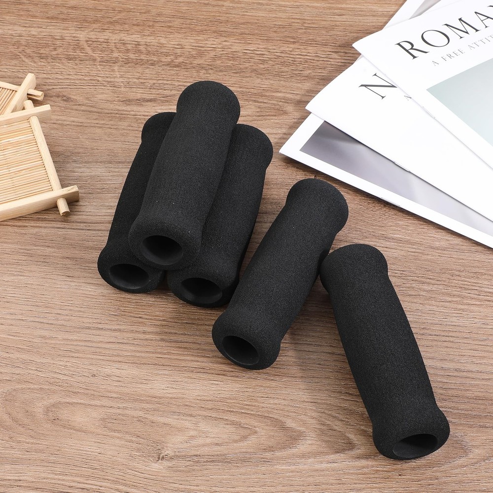 Ptwola 4PCS Foam Cane Grip Replacement Thick Cushioned Offset Black