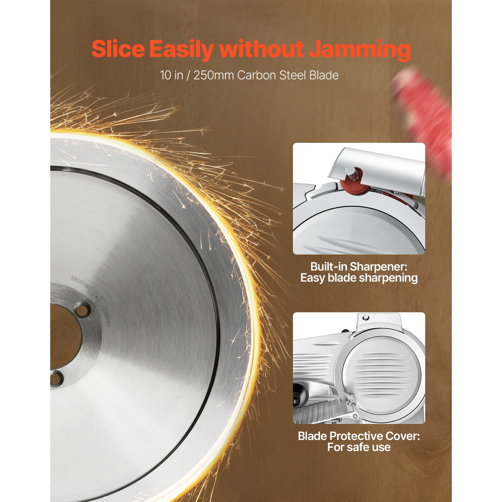 Uimoso Electric 240W Meat Slicer with 10-Inch Blade Commercial Deli Food Cutter