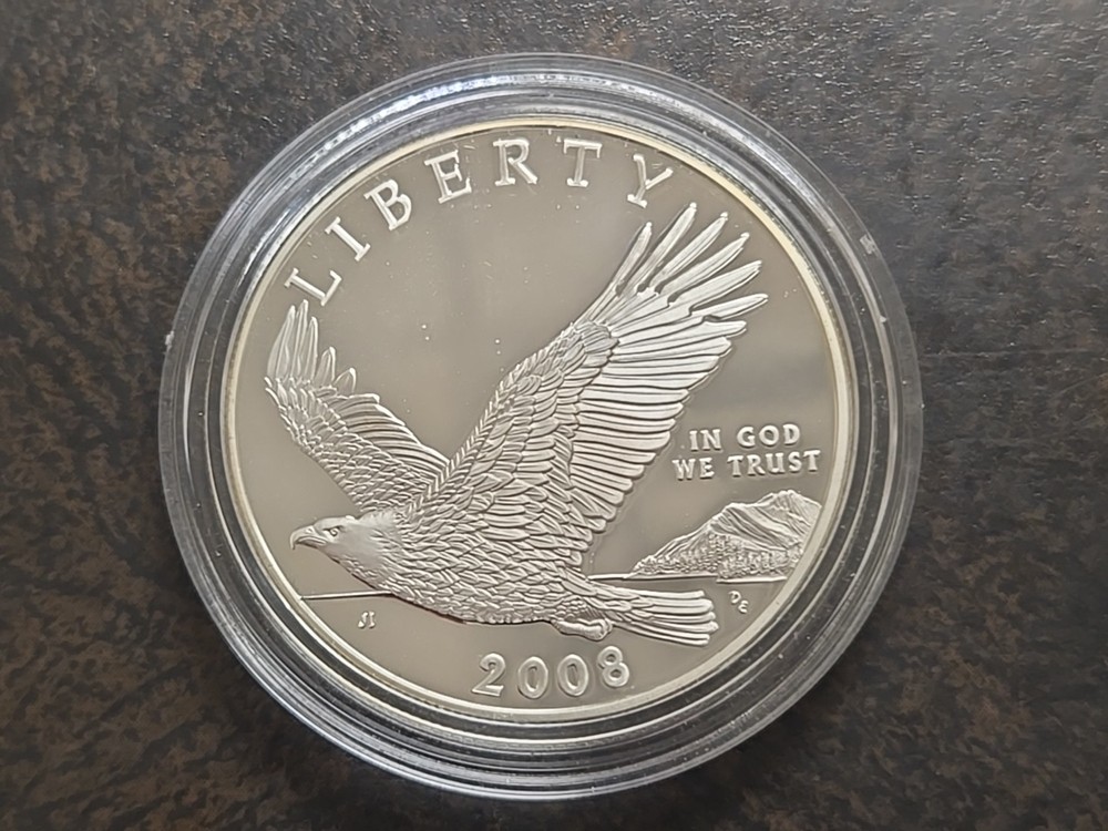 2008 P PROOF BALD EAGLE Commemorative Silver $1 Dollar CAPSULE ONLY