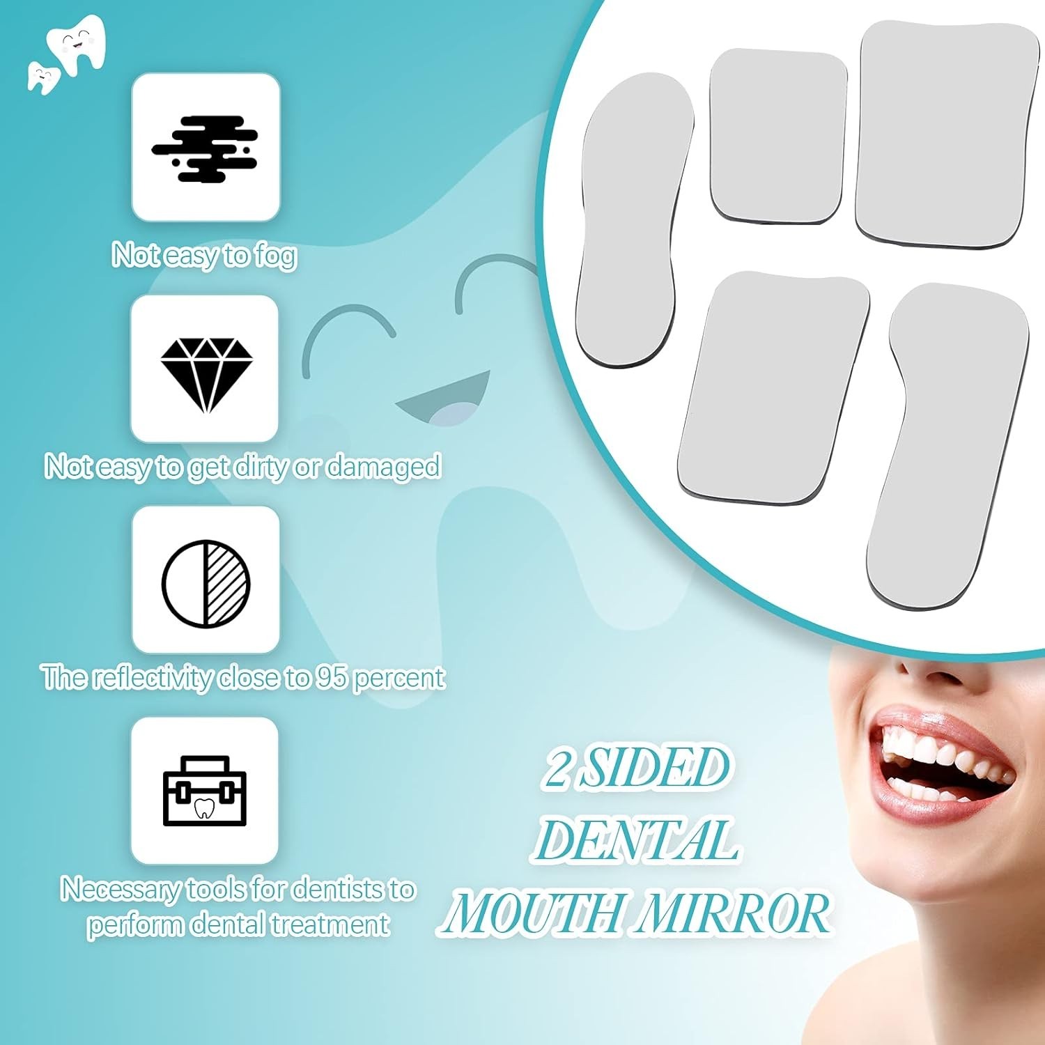 5 espejos dentales intraorales de vidrio para fotografia dental clinica