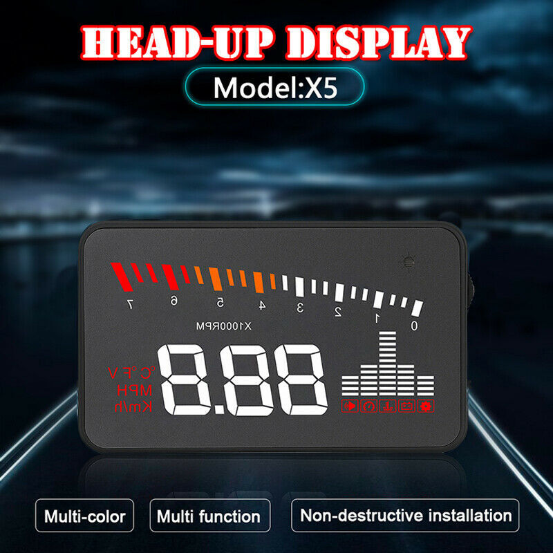 OBD2 Head Up Display HUD Speedometer KM/H Temp Speed Warning Nano Technology X5