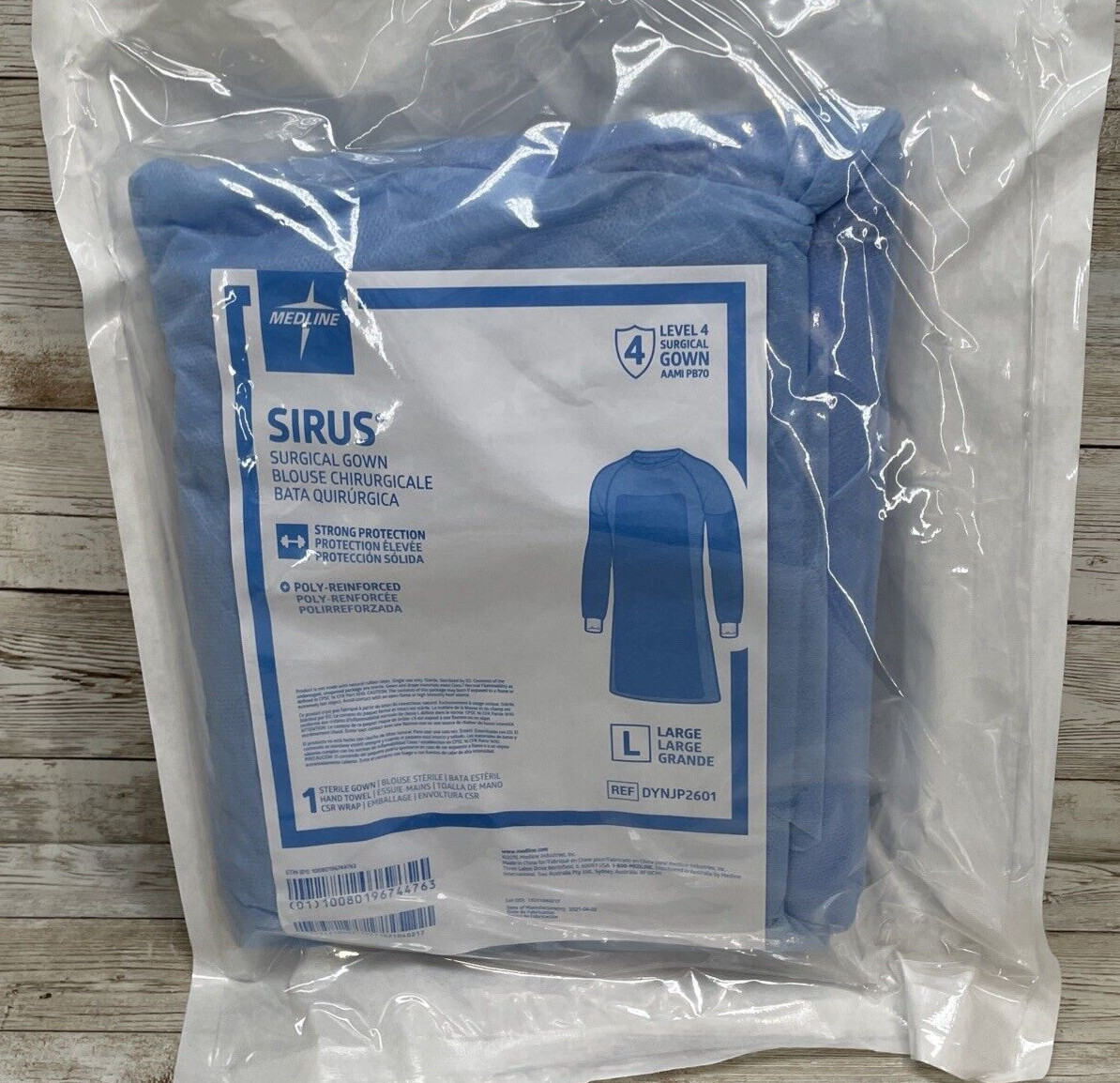 Lot- 2 Medline SIRUS Surgical Gown Level 4 Size: LARGE Poly-Reinforced DYNJP2601