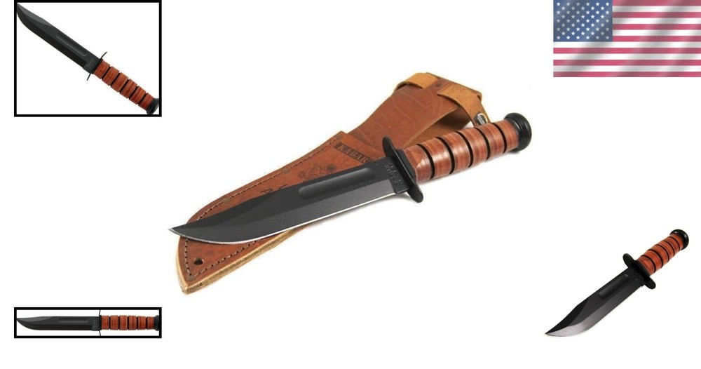 Rust-Resistant Army Utility Knife with Leather Sheath - 7-Inch Precision Blade