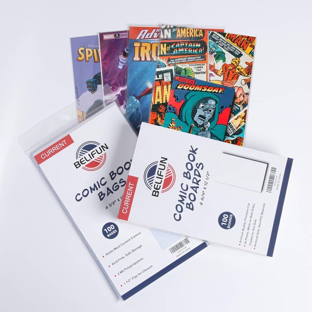Clear Protective Comic Book Bags & Boards - 100ct Reusable Collection Accessory