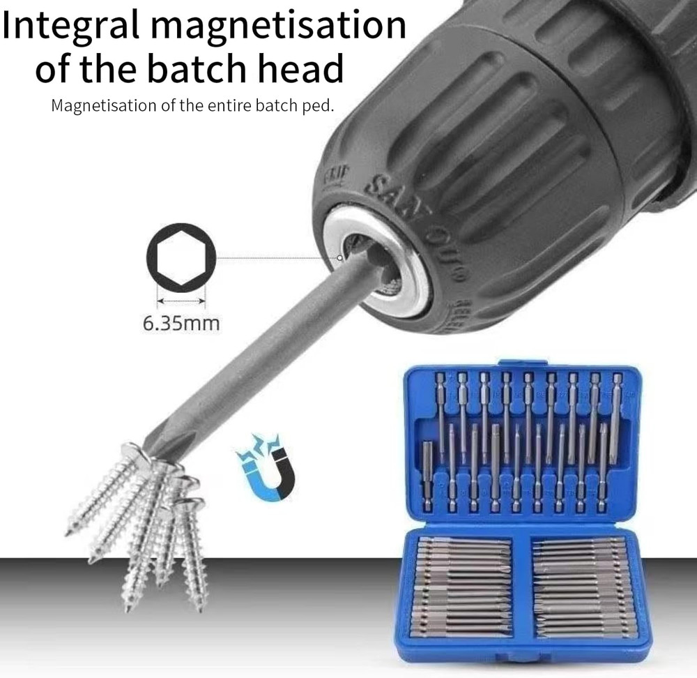 50Pcs Extra Long Security Bit Set,Screwdriver Bit Set, Extra Long Magnetic Drive