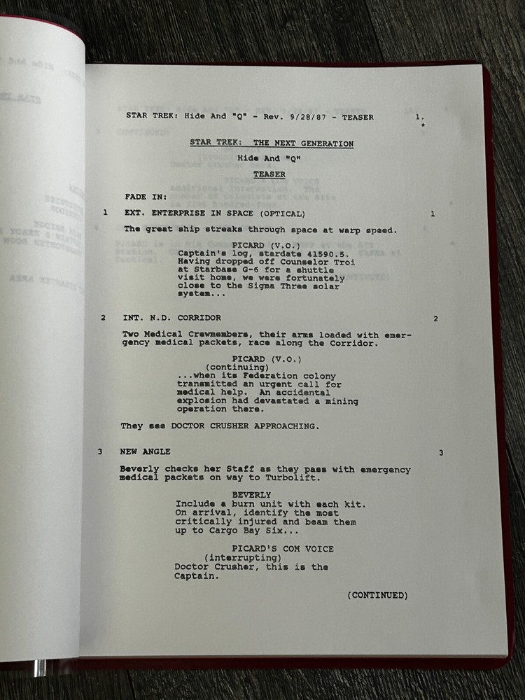 STAR TREK Script The Next Generation HIDE AND Q Revised Final Draft Sept 25 1987