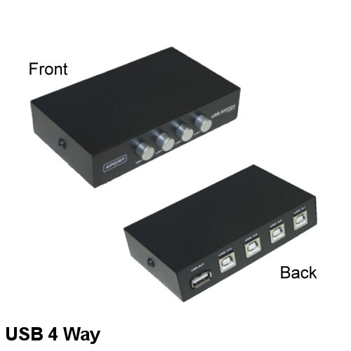 Kentek USB USB A to B 4 Way Data Transfer Switch Box Push Button IO ABCD Port PC